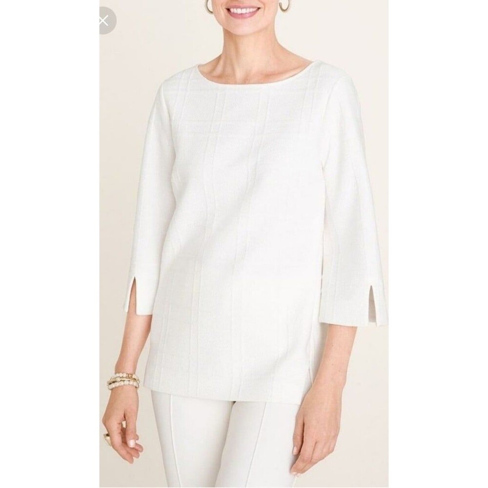 🌺 Chico's White 3/4 Sleeve Top Medium